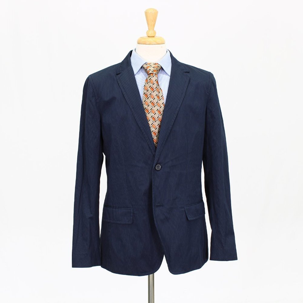 Club Monaco 42L Navy Striped 2-Button Sport Coat Blazer Jacket V303